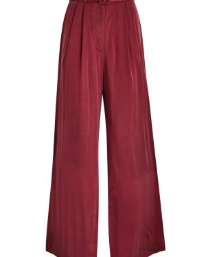 Zimmermann Belted Wide-leg Silk-satin Trousers - Bordeaux - 00 (UK 6 /xs)