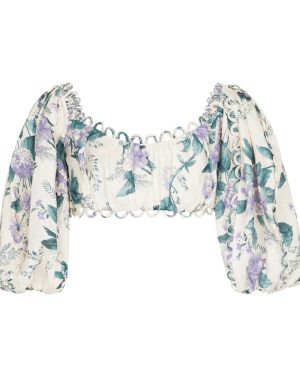 Zimmermann Cassia floral linen crop top