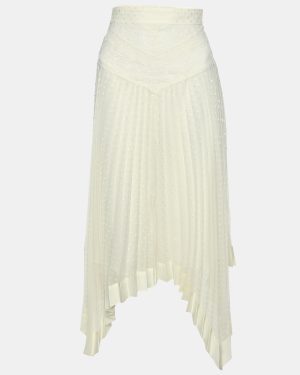 Zimmermann Cream Espionage Sunburst Pleated Lace Skirt L