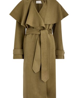Zimmermann Crush Belted Cape-effect Wool-blend Coat - Olive - 0 (UK 8 / S)
