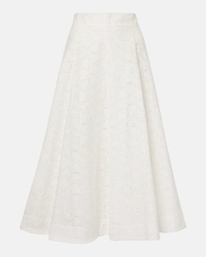 Zimmermann Crush Embroidered linen midi skirt