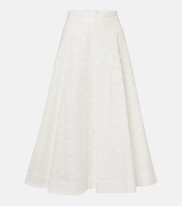 Zimmermann Crush Embroidered linen midi skirt