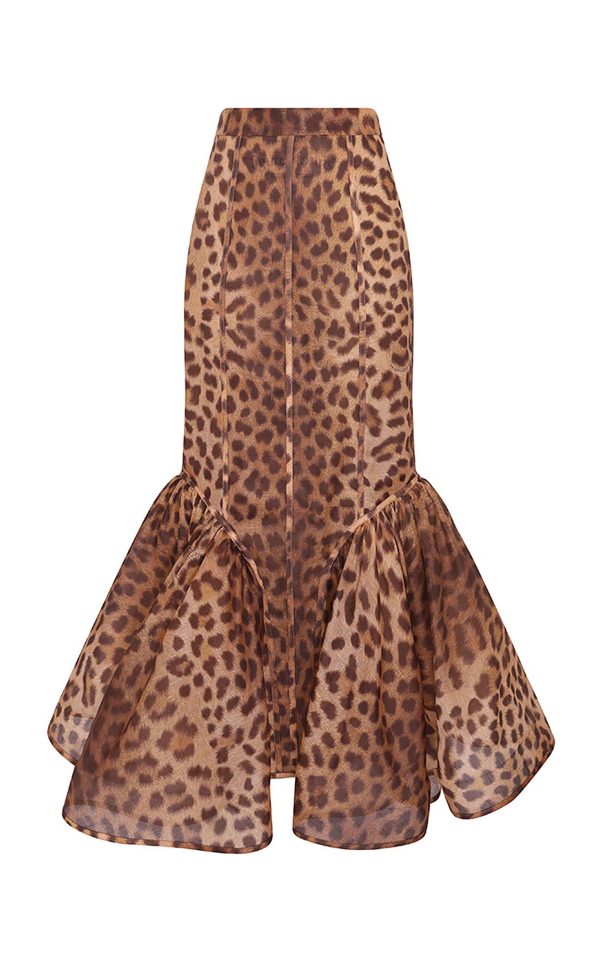 Zimmermann - Crush Flared Animal-Print Linen-Silk Midi Skirt - Animal - 0 - Moda Operandi