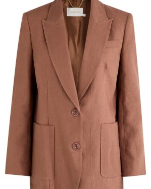 Zimmermann Illuminate Linen Blazer - Brown - 1 (UK 10 / S)