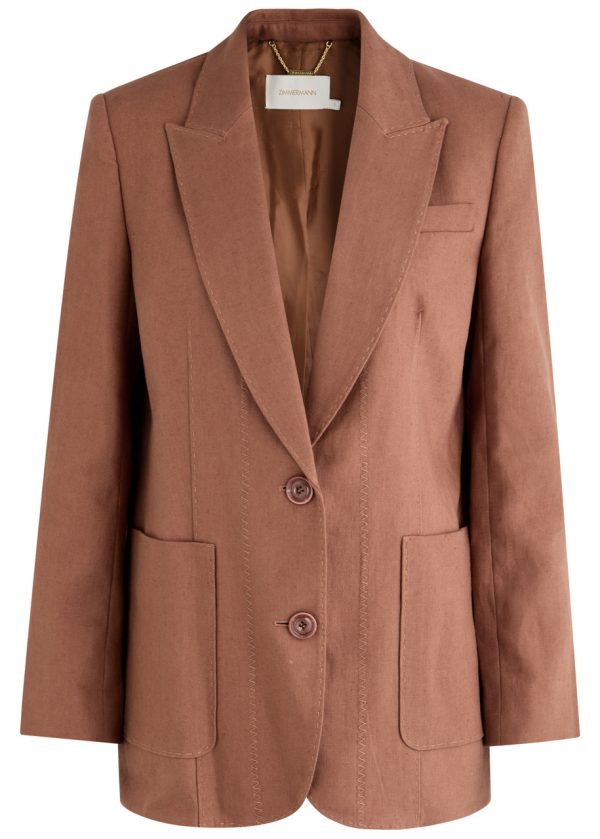 Zimmermann Illuminate Linen Blazer - Brown - 1 (UK 10 / S)