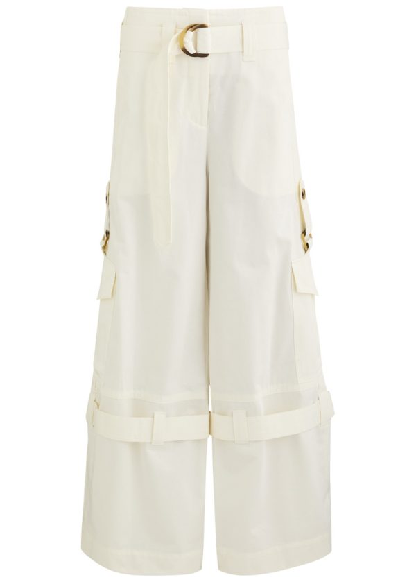 Zimmermann Illuminate Wide-leg Cotton Cargo Trousers - Ivory - 2 (UK 12 / M)