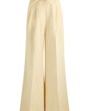 Zimmermann Illuminate Wide-leg Linen Trousers - Yellow - 1 (UK 10 / S)