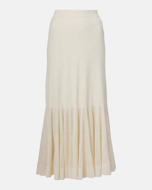 Zimmermann Illuminate pleated ribbed-knit midi skirt