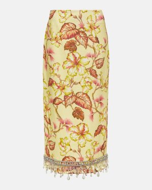 Zimmermann Matchmaker embellished linen midi skirt