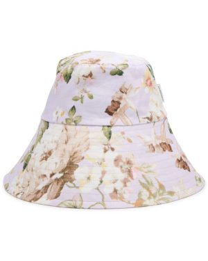 Zimmermann Printed Wide-brim Linen Bucket hat - Multi Floral - One Size