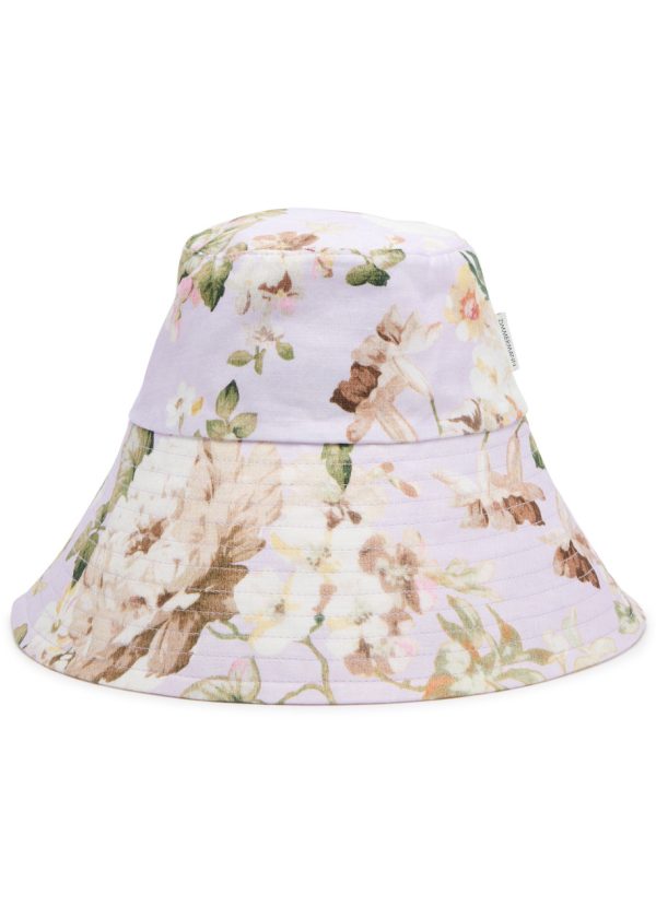 Zimmermann Printed Wide-brim Linen Bucket hat - Multi Floral - One Size
