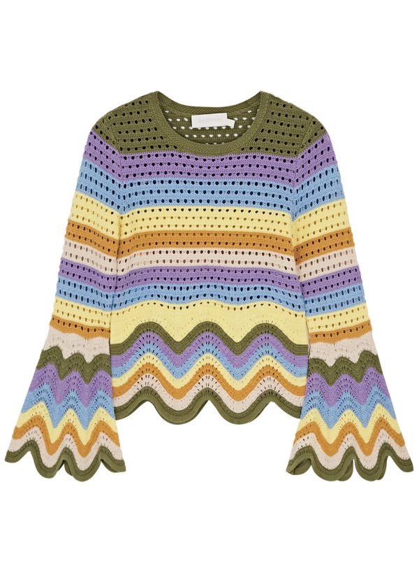 Zimmermann Raie Striped Open-knit top - Multicoloured - 1