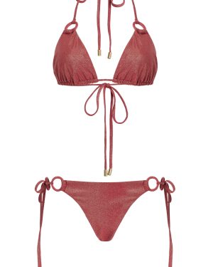 Zimmermann - Rhiannon Metallic Triangle Bikini Set - Pink - 3 - Moda Operandi