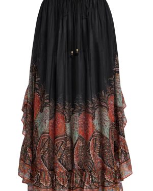 Zimmermann - Rhiannon Ruffled Silk Maxi Skirt - Multi - 0 - Moda Operandi