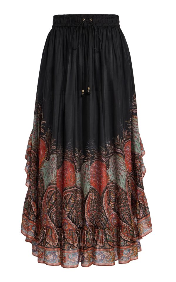 Zimmermann - Rhiannon Ruffled Silk Maxi Skirt - Multi - 0 - Moda Operandi