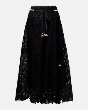 Zimmermann Rhiannon embroidered cotton midi skirt