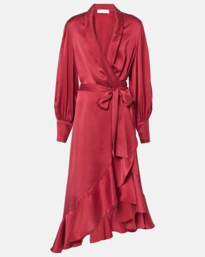 Zimmermann Ruffled silk satin wrap dress