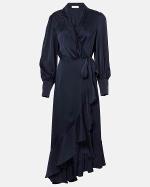 Zimmermann Ruffled silk satin wrap dress
