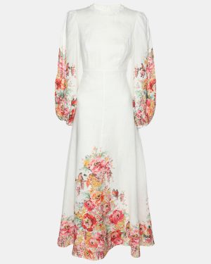 Zimmermann White Floral Print Linen Maxi Dress XS