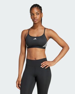 adidas AeroReact 3 Stripe Training Bra - Black