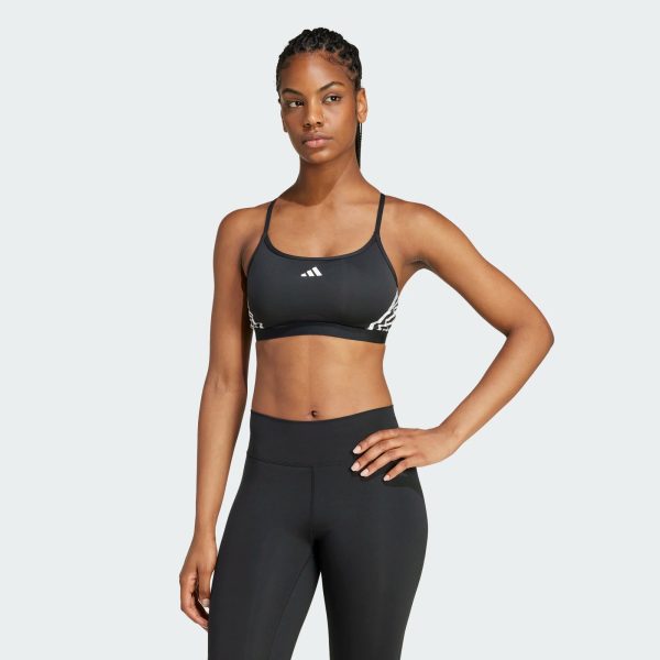 adidas AeroReact 3 Stripe Training Bra - Black
