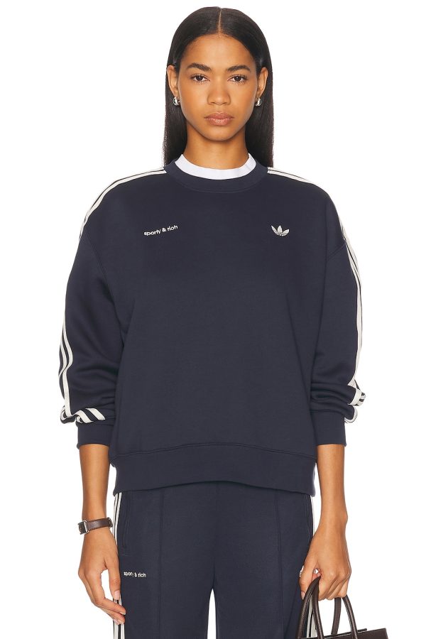 adidas Originals x Sporty & Rich Crewneck Sweatshirt in Blue - Blue. Size L (also in M, S, XL, XS).