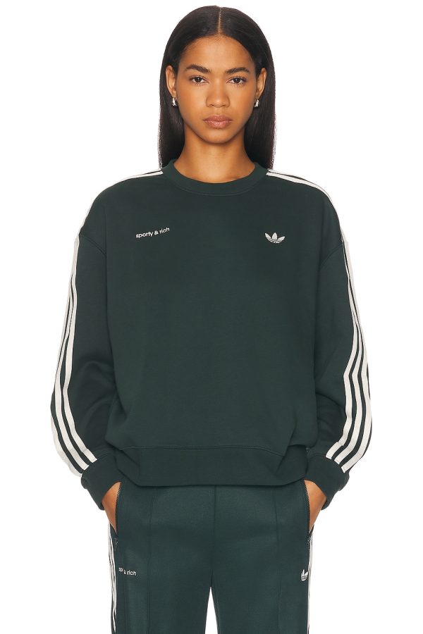 adidas Originals x Sporty & Rich Crewneck Sweatshirt in Green - Green. Size L (also in M, S, XL, XS).