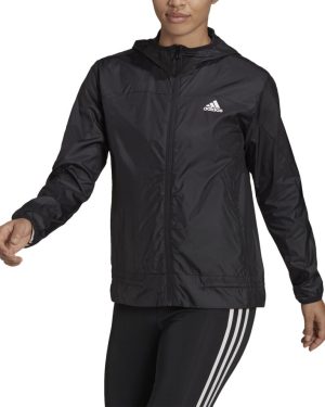 adidas Women's Logo Running Windbreaker Black/White Small