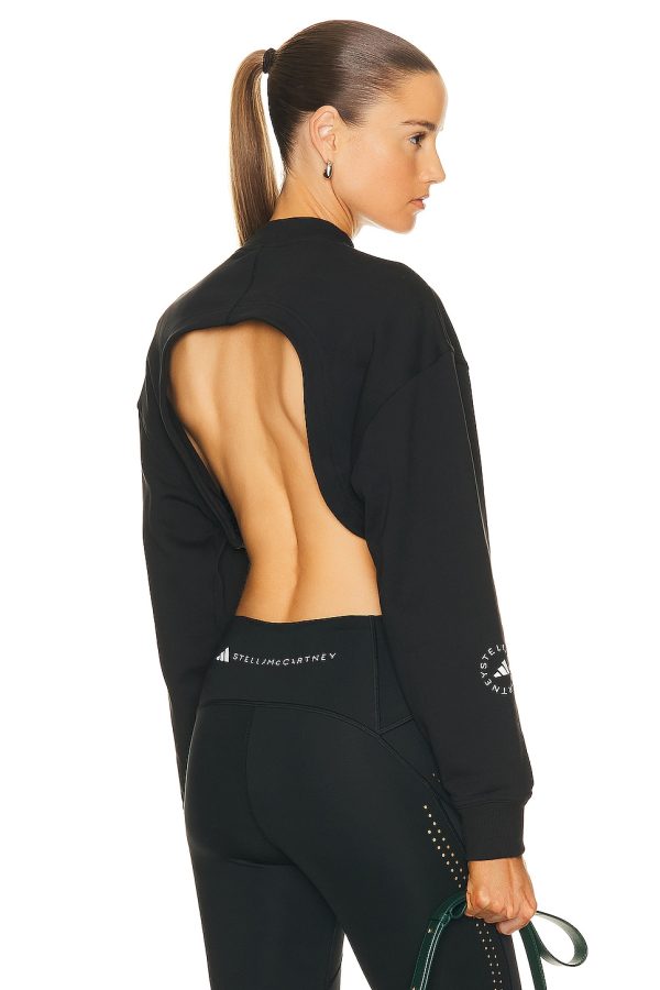 adidas by Stella McCartney True Casuals Cropped Sportswear Sweatshirt in Black - Black. Size S (also in XS).