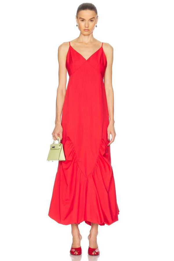 anOnlyChild Lucia Slip Dress in Red - Red. Size L (also in M, S, XS).