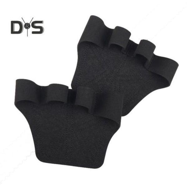 (black) 1 Pair Weightlifting Gym Grip Pad Hand Grip Protector 4 Fingers Gym Workout Gloves For Fitness Gym Double-layer Non-slip Sports Fitness Access