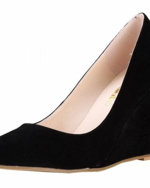 (black, 37) Women Elegant Pumps Velvet Leather Wedges Platform High Heels Court Wedding Casual Shoes Shoe