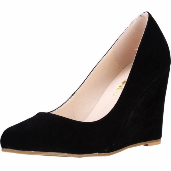 (black, 37) Women Elegant Pumps Velvet Leather Wedges Platform High Heels Court Wedding Casual Shoes Shoe