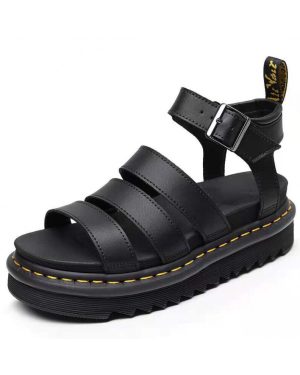 (black, 38) Womens Chunky Sandals Thick Sole Strappy Block Flatforms Shoes Summer