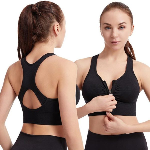 (black, 3XL) Women Bounce Control Zip Sports Bra Zip Front Sports Bras For Women Support Bras Wirefree High Impact Workout Yoga Tops