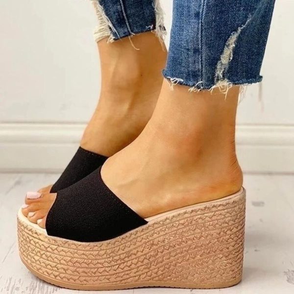 (black, 40) Fashion 2021 New Summer Women's Sandals Peep-Toe Shoes Woman High-Heeled Platfroms Casual Wedges For Women High Heels Shoes