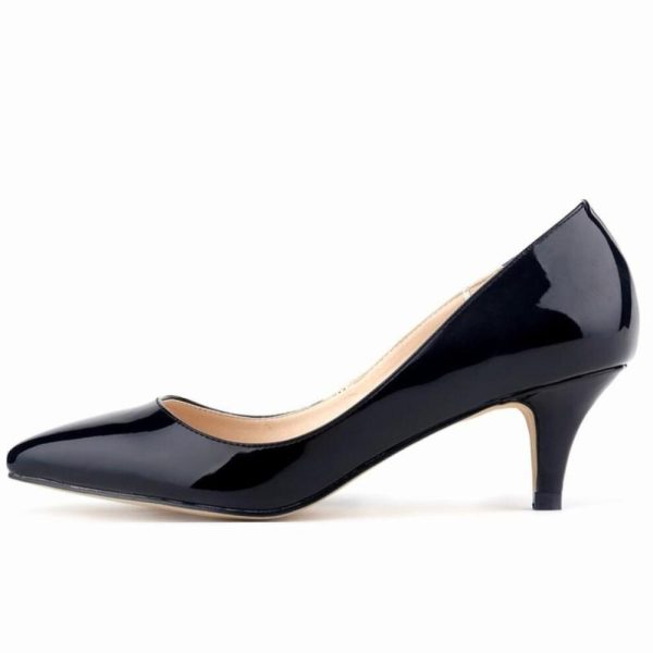 (black, 42) Classic Sexy Pointed Low Med Kitten Heels Women Pumps Shoes Spring Brand Design Wedding Dress