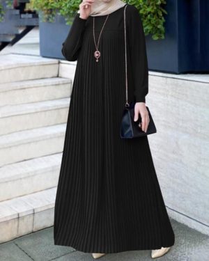 (black, M) Muslims Clothes Women Dresses Solid Color Long-sleeved Shirt Dress Casual Pocket Robe Musulman Dubai Muslim Kaftan Muslim Dresses Oversize