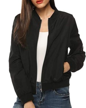 (black, XXXL) Feitong Womens Classic Quilted Jacket Short Bomber Jacket Coat