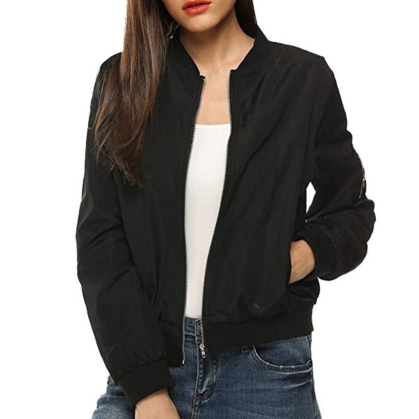 (black, XXXL) Feitong Womens Classic Quilted Jacket Short Bomber Jacket Coat