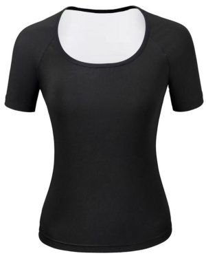 (black,silver, L/XL) Sauna Shirt For Women Short Sleeve Sweat Suit Compression Shirts Sauna Workout Tank Top Body Shaper Slimming Underwear Fitness Sh