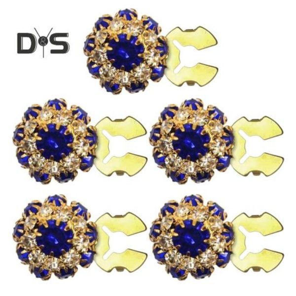 (blue, 5pcs) 5/10 Pcs Rhinestone Button Covers Flower Sleeve Button Covers No Sew Instant Button Clip Button Embellishments For Dress Suit Tux Shirt T
