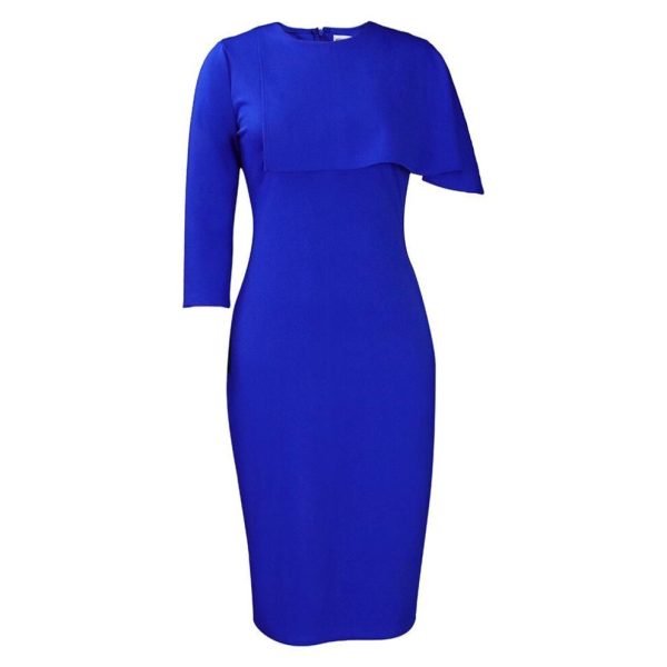 (blue, XL) D325 Large Size Women's High Waist Ruffled Pencil Skirt Dress