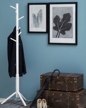 bristow wooden coat hanger stand in white