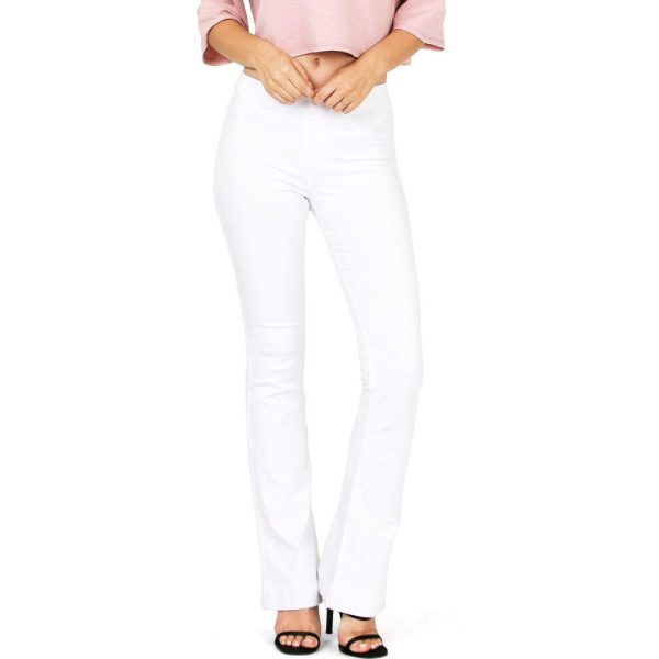 cello Womens Juniors Mid Waist Skinny Fit Bootcut Pants (XL White)