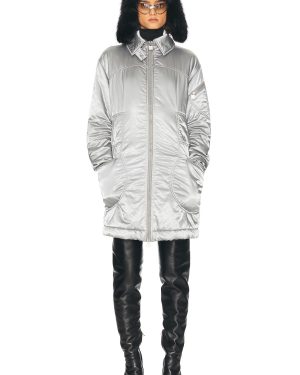 chanel Chanel Sports Line Quilted Long Puffer Ski Coat in Silver - Metallic Silver. Size 40 (also in ).