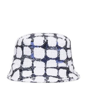 chanel Chanel Tweed Sequined Coco Bucket Hat in Black & White - Black & White. Size M (also in ).