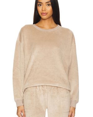 eberjey Reversible Plush Sweatshirt in Beige. Size M, S, XL.