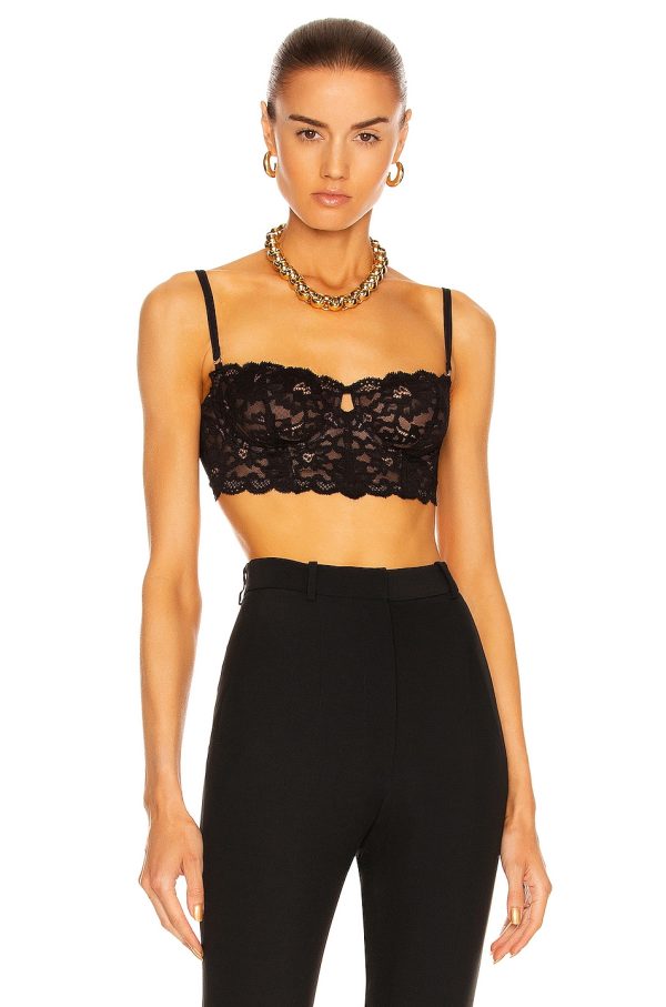 fleur du mal Balconette Bra in Black - Black. Size 32B (also in 32D, 34D, 36C, 36D).