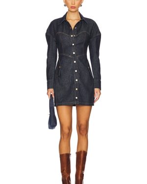 fleur du mal Denim Shirt Dress in Denim-Dark. Size 2, 4.